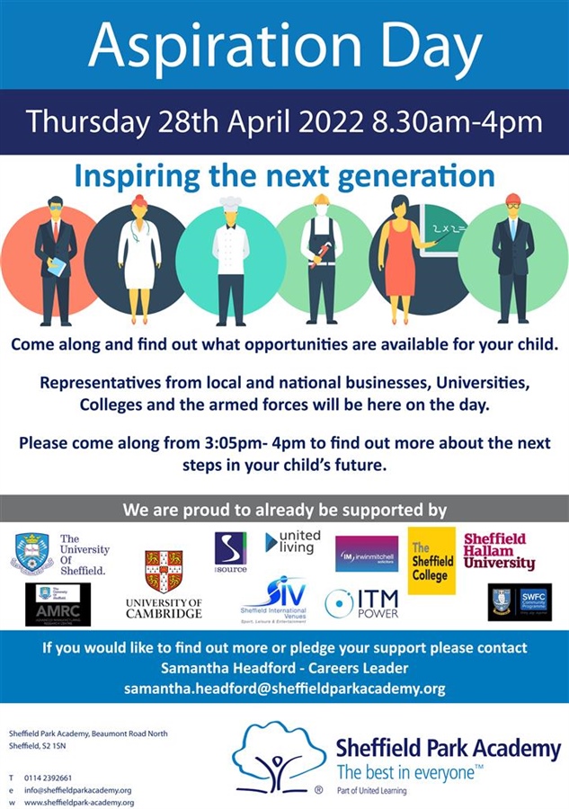 Invitation to Parents - Aspiration Day - 28th April 2022
