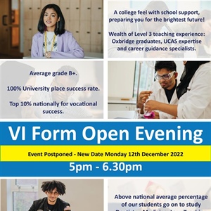 POSTPONED Sheffield South East VI Form - Open Evening